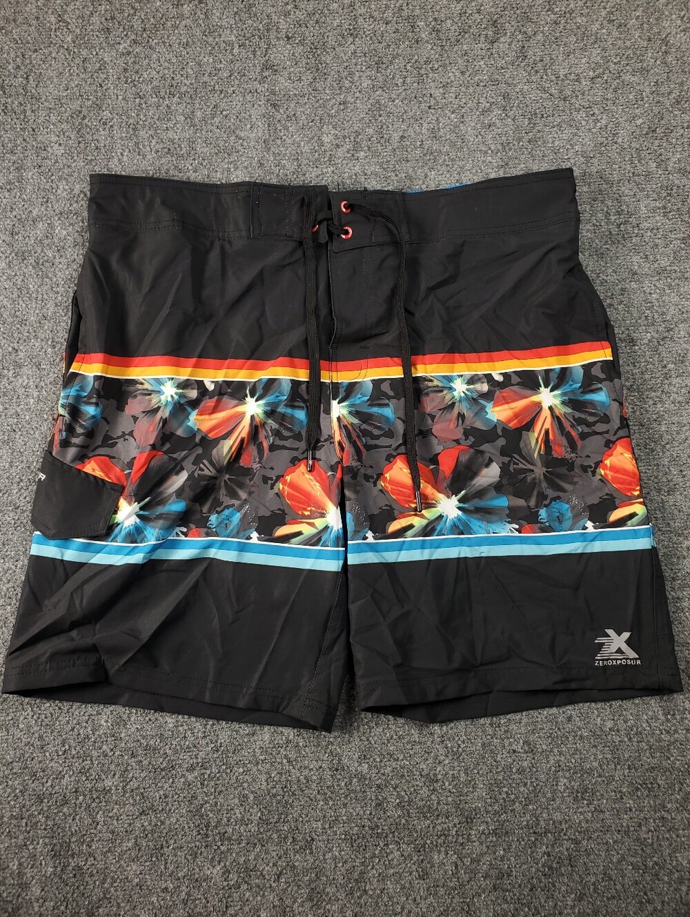 ZeroXposur Swim Trunks Mens XL Hawaiian Flower Lined Performance Stretch NEW